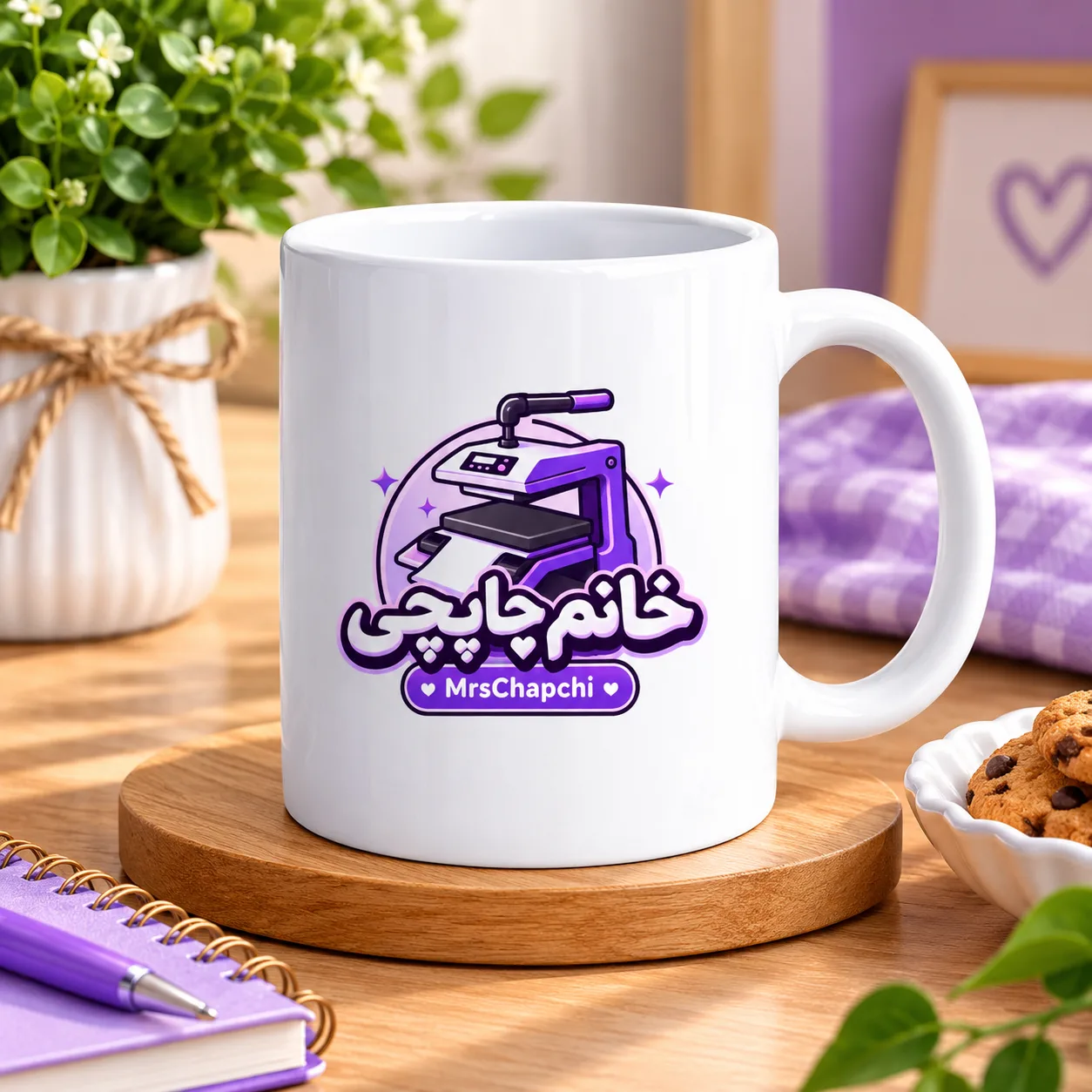 لیوان سرامیکی سفید چاپی