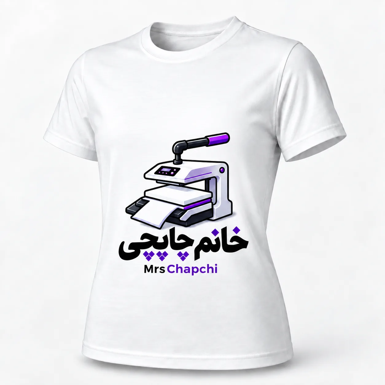 تیشرت سفید اسپان آستین کوتاه مناسب چاپ طرح دلخواه