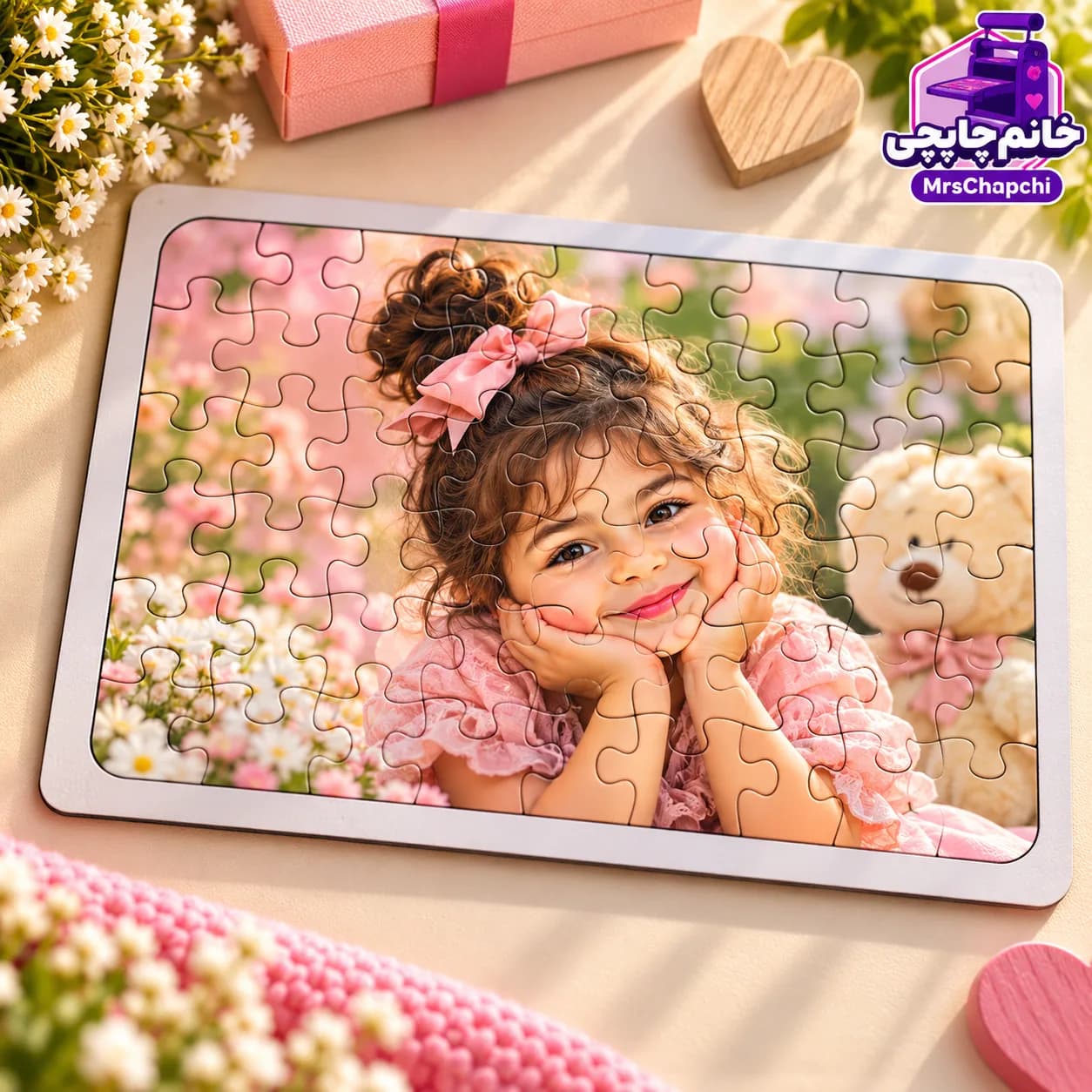 پازل چوبی A4 دوردار با چاپ عکس دلخواه