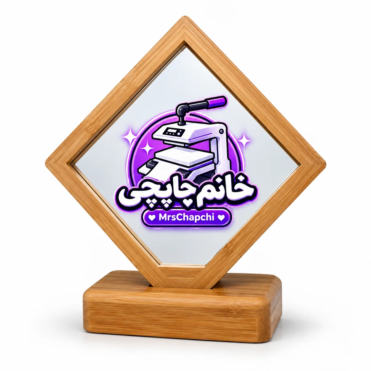 لوح بامبو لوزی چوبی | چاپ عکس و متن دلخواه